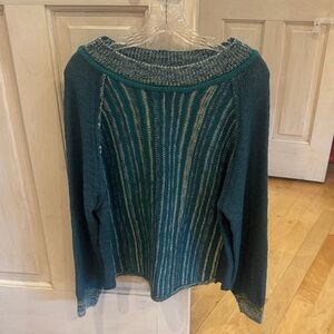 Teal Striped Women's Sweater